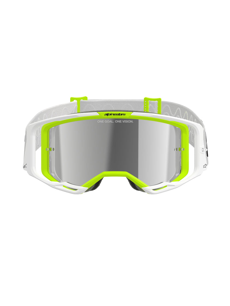 Alpinestars Vision 8 WORDMARK Weiß YLLW Fluo Spiegel Silber Crossbrille