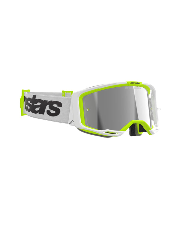 Alpinestars Vision 8 WORDMARK Weiß YLLW Fluo Spiegel Silber Crossbrille