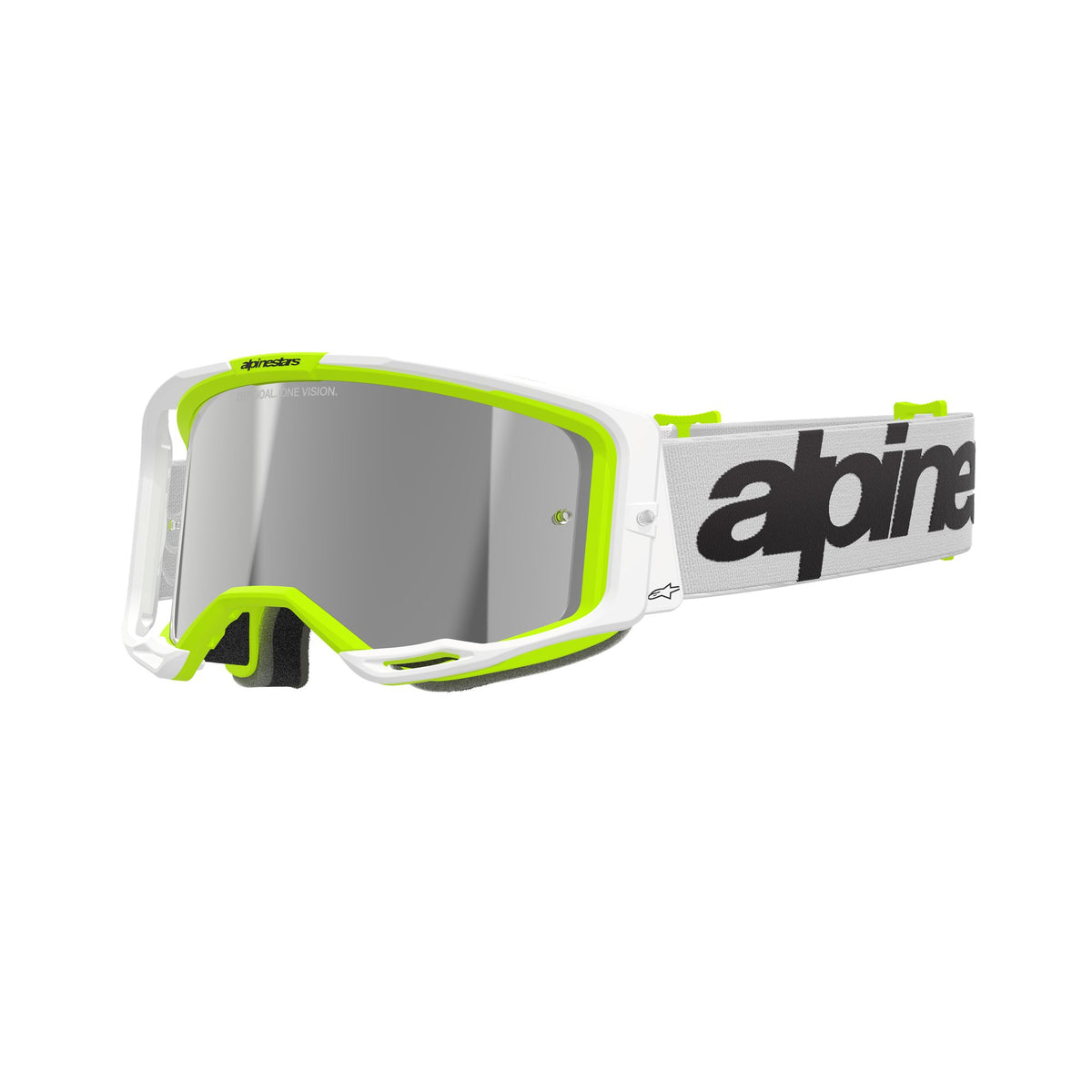 Alpinestars Vision 8 WORDMARK Weiß YLLW Fluo Spiegel Silber Crossbrille