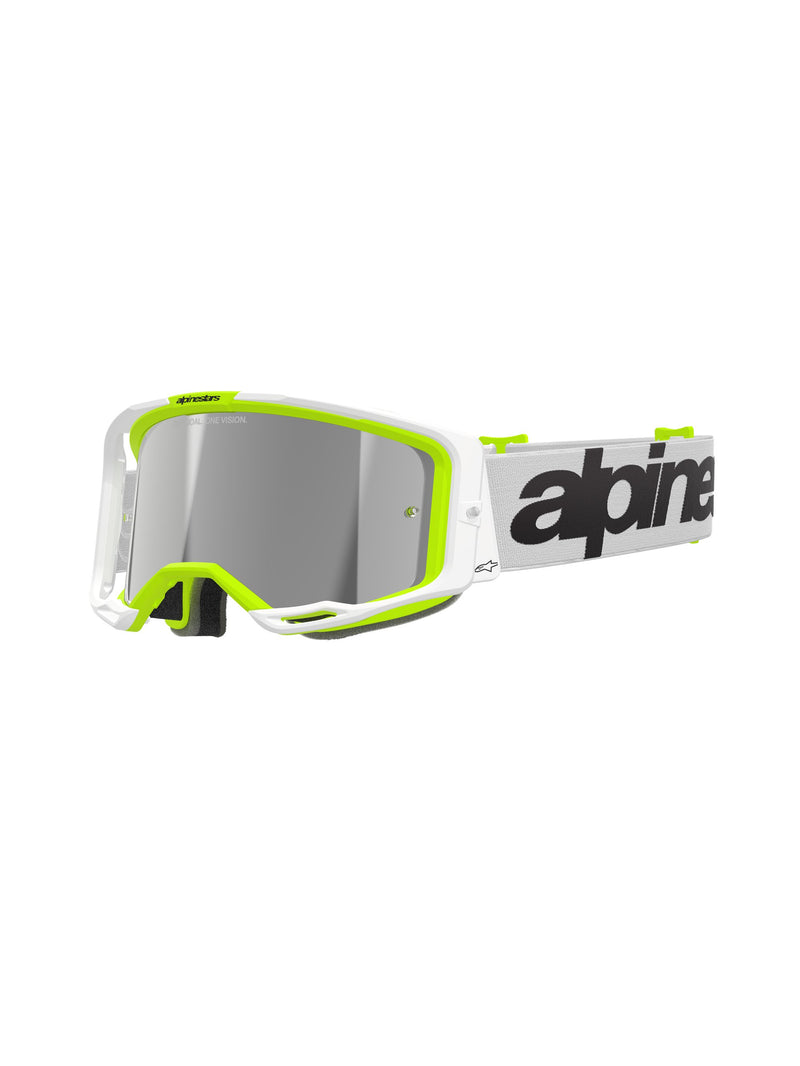 Alpinestars Vision 8 WORDMARK Weiß YLLW Fluo Spiegel Silber Crossbrille