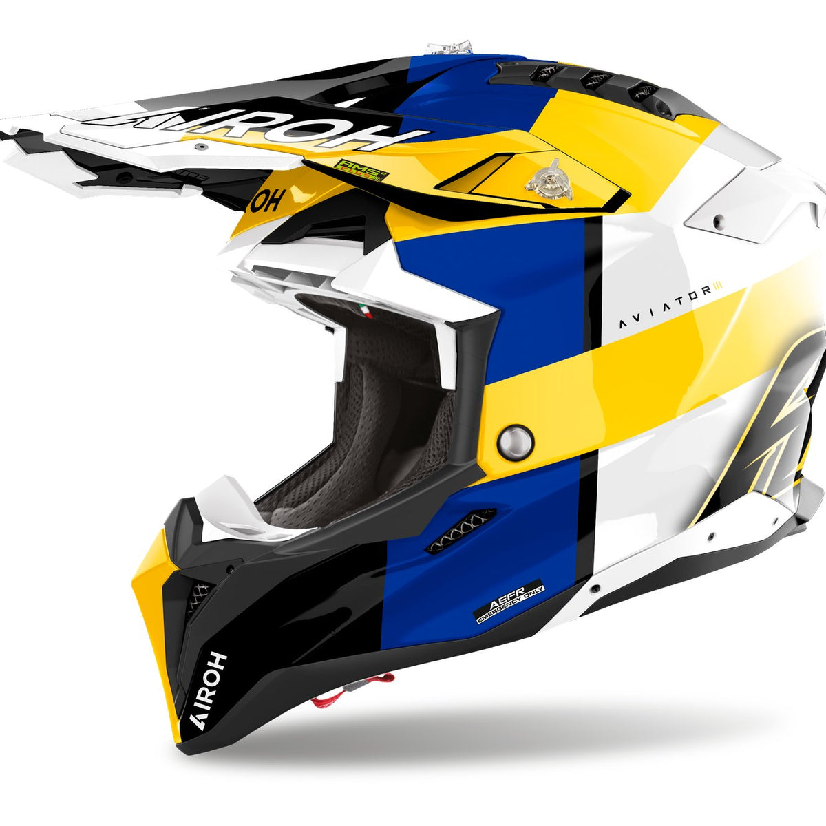 Airoh Aviator 3 Monarch Blue/Yellow Gloss Crosshelm