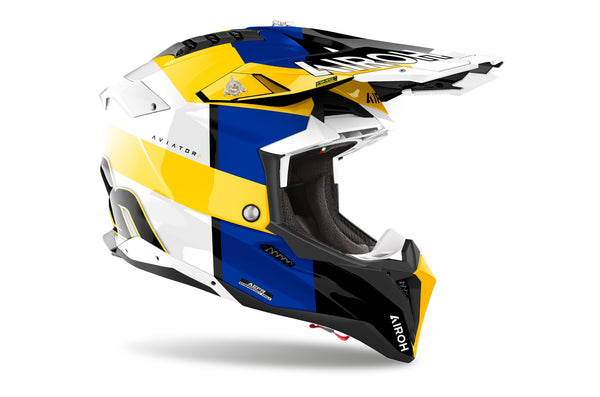 Airoh Aviator 3 Monarch Blue/Yellow Gloss Crosshelm