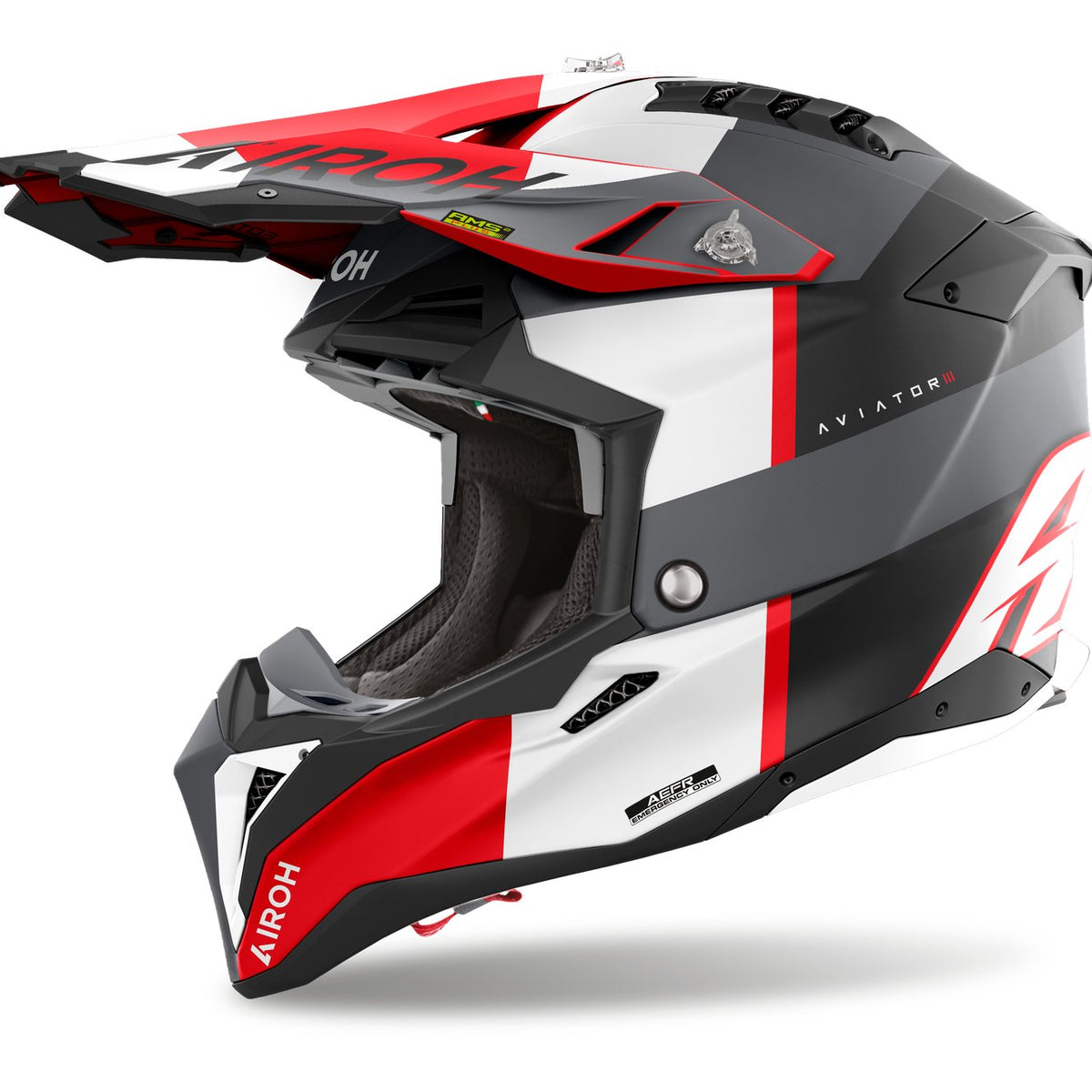 Airoh Aviator 3 Monarch Grey/Red Matt Crosshelm