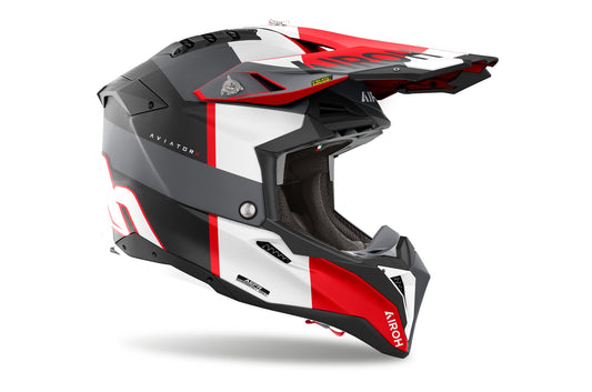 Airoh Aviator 3 Monarch Grau/Rot Matt Crosshelm