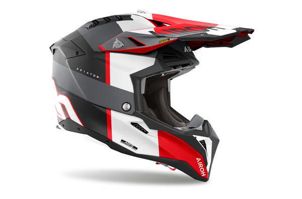 Airoh Aviator 3 Monarch Grau/Rot Matt Crosshelm