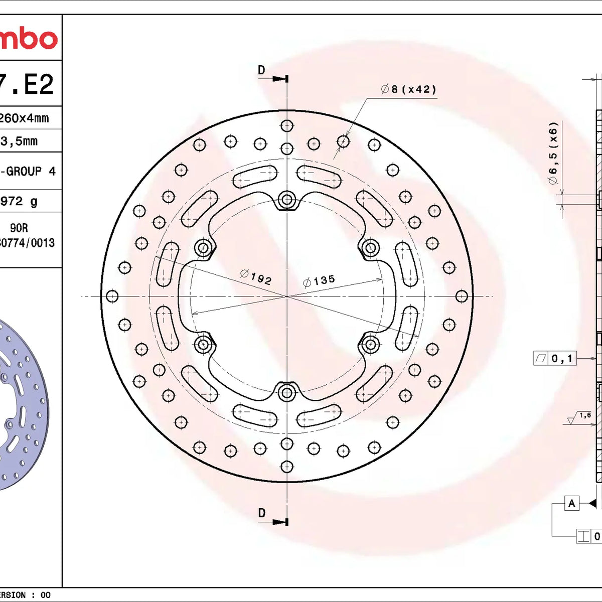 Brembo Serie Oro remschijf 68B407E2