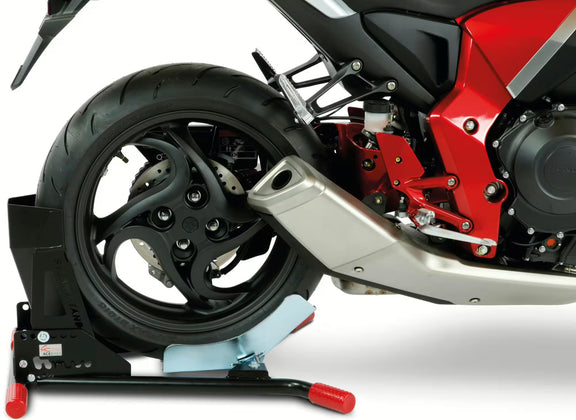 ACE BIKES voorwiel-motorsteun instelbaar van 15" tot 21", bandbreedte 80 - 200 mm – Bicycle Stands & Storage kopen bij WheelsWork | Motoronderdelen, Gereedschap & Accessoires
