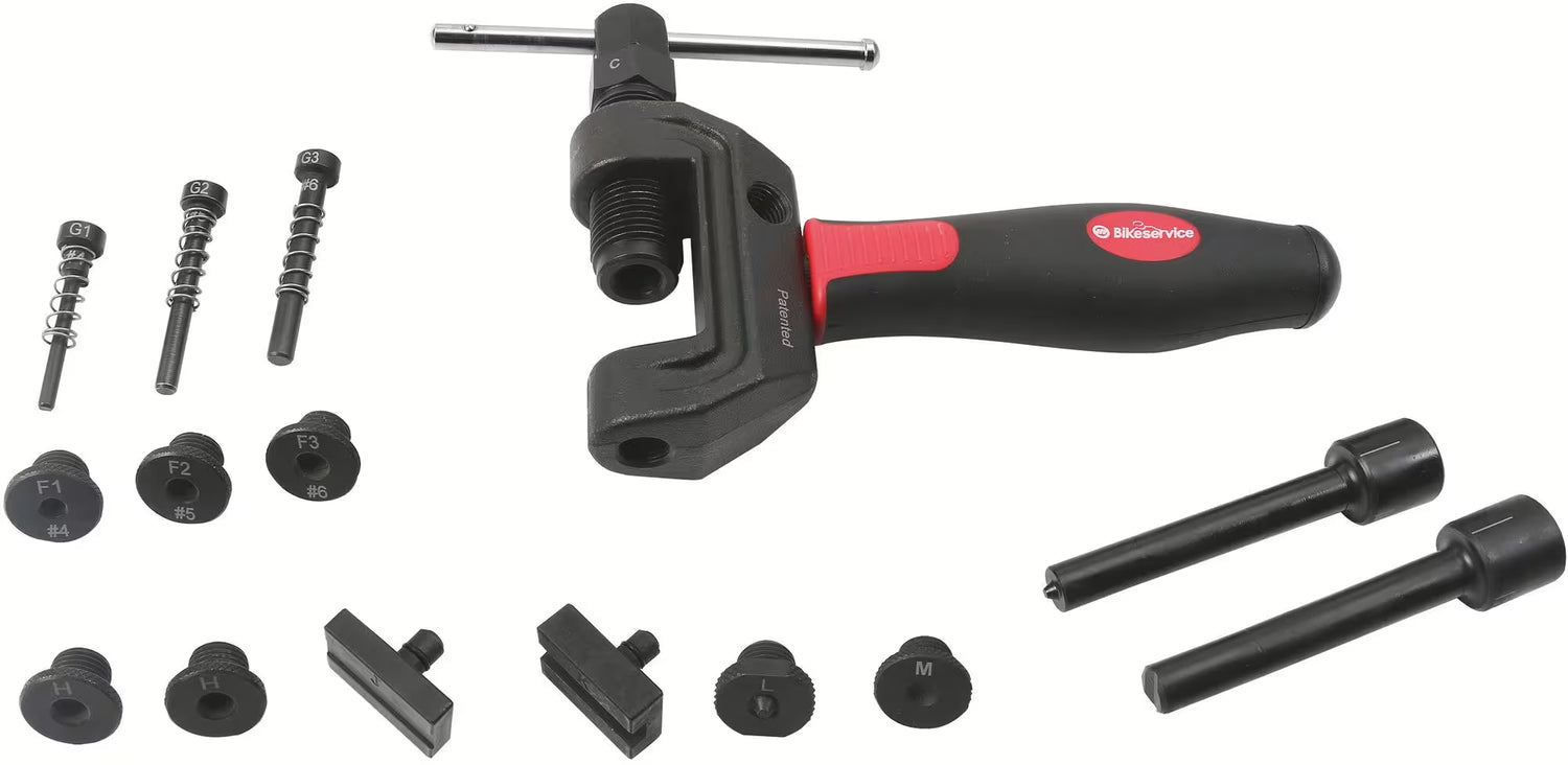 BIKESERVICE ketting-breek en -klink gereedschapset 15-delig – Tools kopen bij WheelsWork | Motoronderdelen, Gereedschap & Accessoires