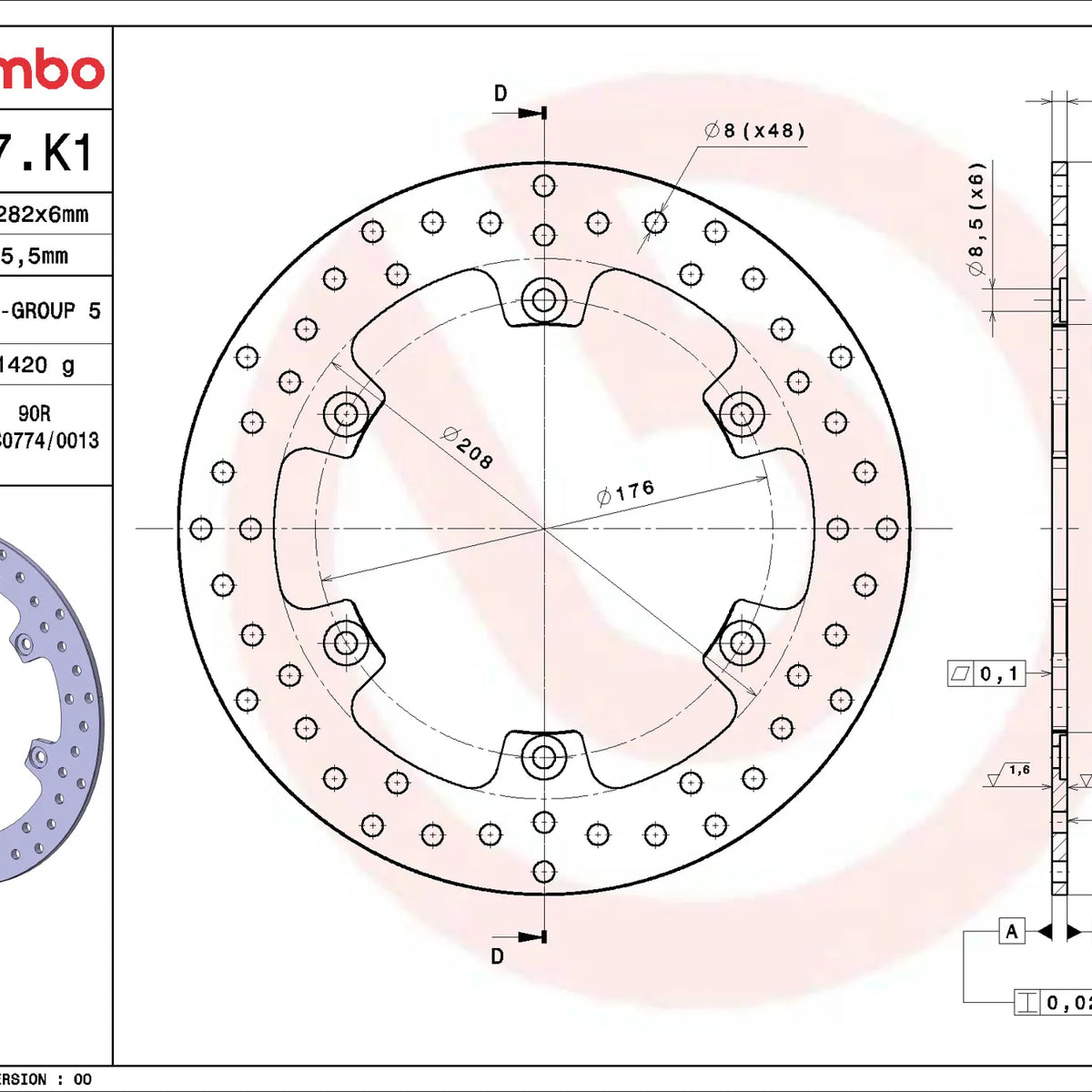 Brembo Serie Oro remschijf Moto Guzzi 68B407K1