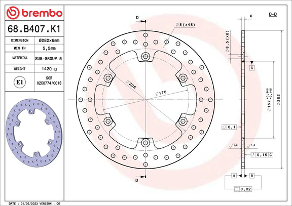 Brembo Serie Oro remschijf Moto Guzzi 68B407K1