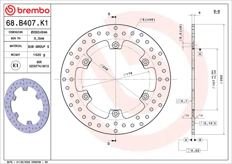 Brembo Serie Oro remschijf Moto Guzzi 68B407K1