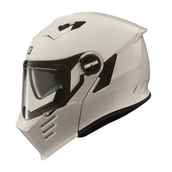Simpson Darksome White Modular Motorcycle Helmet Pinlock Sun Visor