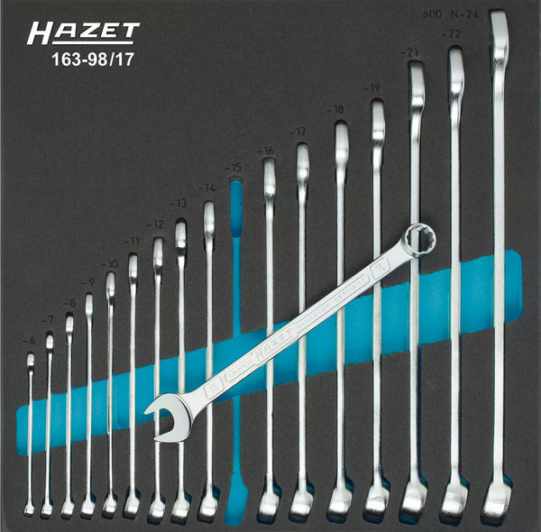 Hazet 2/3 Gegoten inzetstuk, incl. ring-steeksleutel set, 17 st.