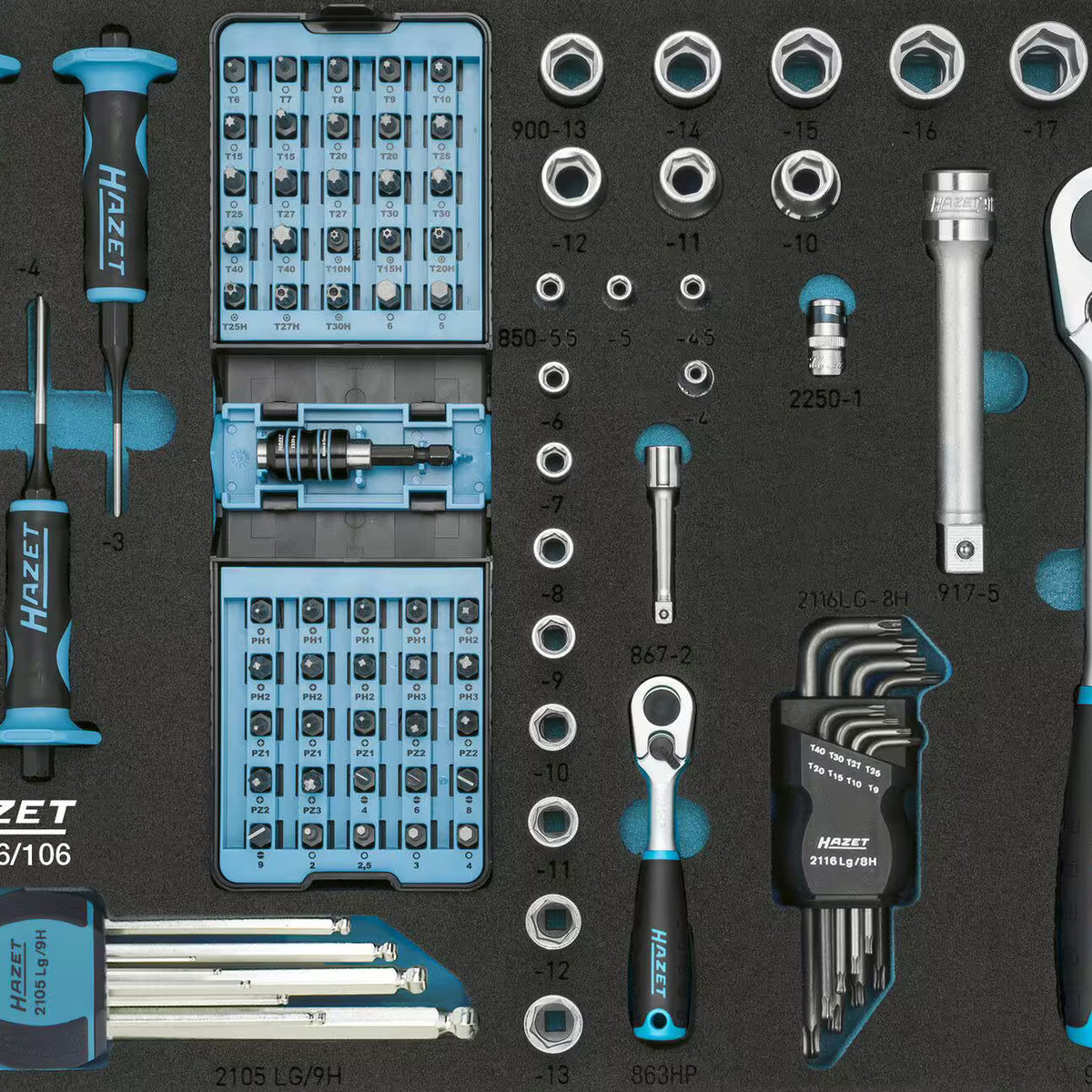 Hazet Gereedschapsset 3/3 vorminzet, incl. gereedschapsset, 106 st. – General Purpose Sets kopen bij WheelsWork | Motoronderdelen, Gereedschap & Accessoires