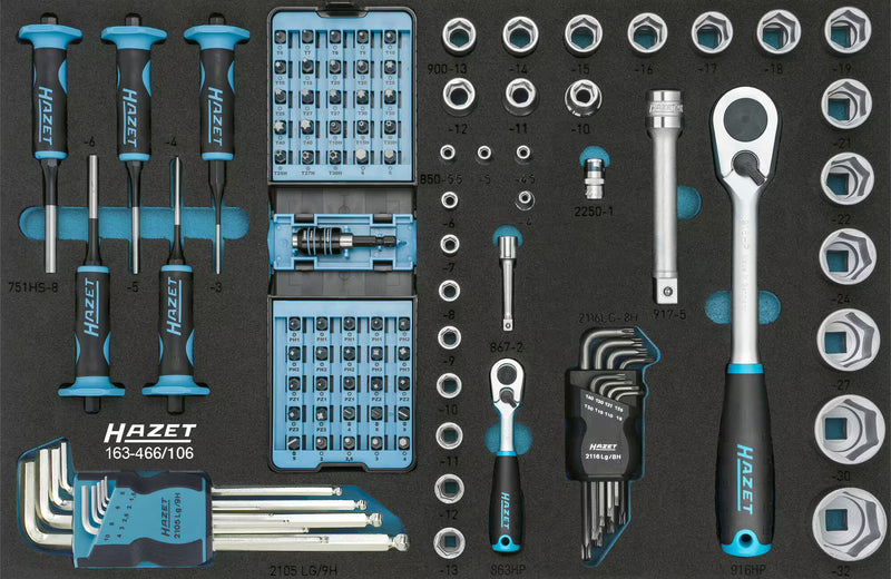 Hazet Gereedschapsset 3/3 vorminzet, incl. gereedschapsset, 106 st. – General Purpose Sets kopen bij WheelsWork | Motoronderdelen, Gereedschap & Accessoires