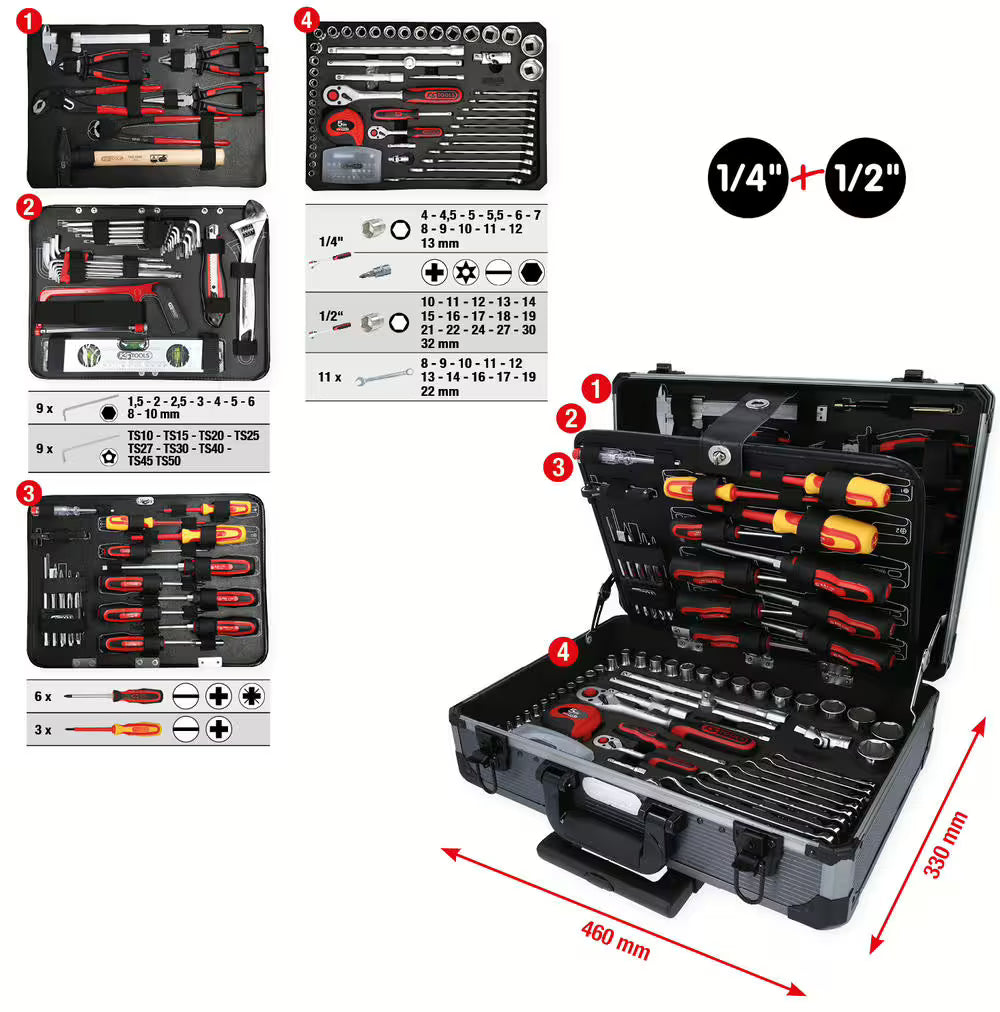 KS-TOOLS Gereedschapskoffer – General Purpose Sets kopen bij WheelsWork | Motoronderdelen, Gereedschap & Accessoires