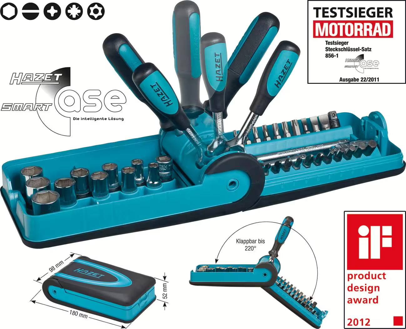 Hazet dopsleutel- en bitset "SmartCase" in kunststof box – General Purpose Sets kopen bij WheelsWork | Motoronderdelen, Gereedschap & Accessoires