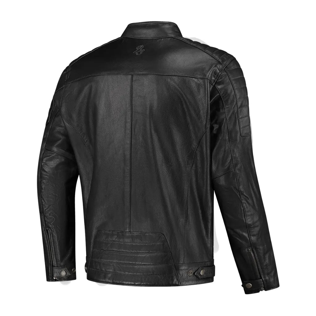 Rusty Stitches Cooper Leather Motorcycle Jacket AA Retro Black With Protection