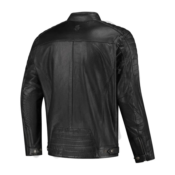 Rusty Stitches Cooper Leren Motorjas AA Retro Zwart Met Protectie