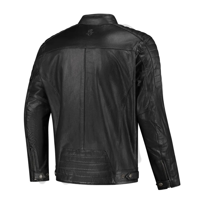 Rusty Stitches Cooper Leather Motorcycle Jacket AA Retro Black With Protection