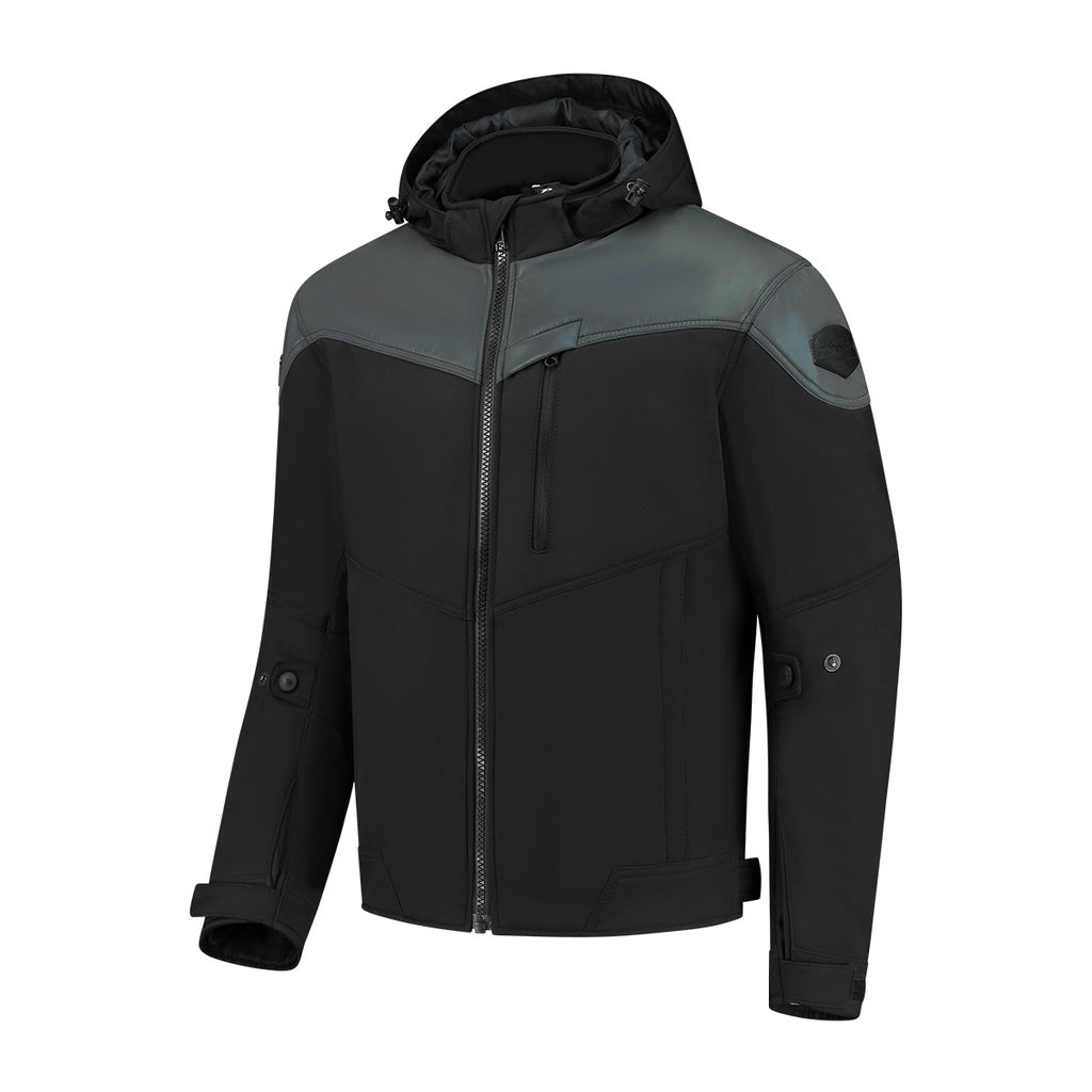 Rusty Stitches William Motorcycle Jacket Black Oil Reflection Reflective Softshell With Protection