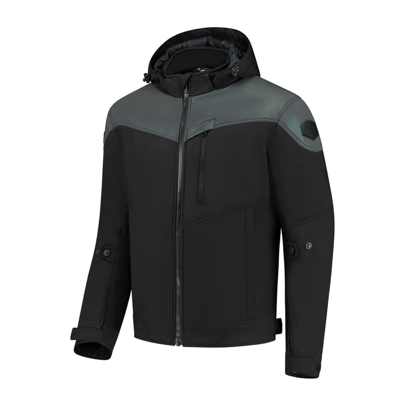 Rusty Stitches William Motorcycle Jacket Black Oil Reflection Reflective Softshell With Protection
