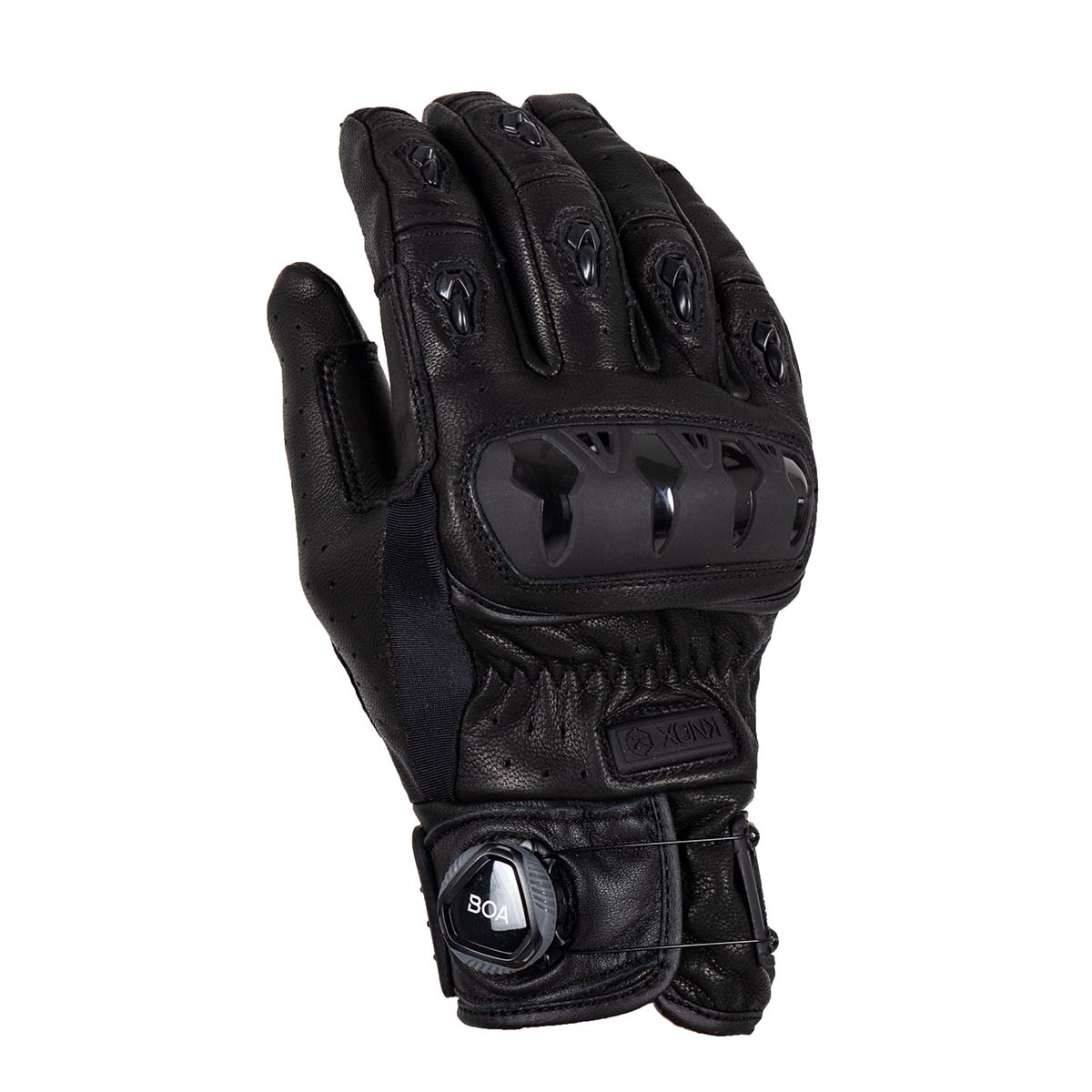 Knox Orsa Leder MK3 Sommer-Motorradhandschuhe mit Boa-Verschluss, Schwarz