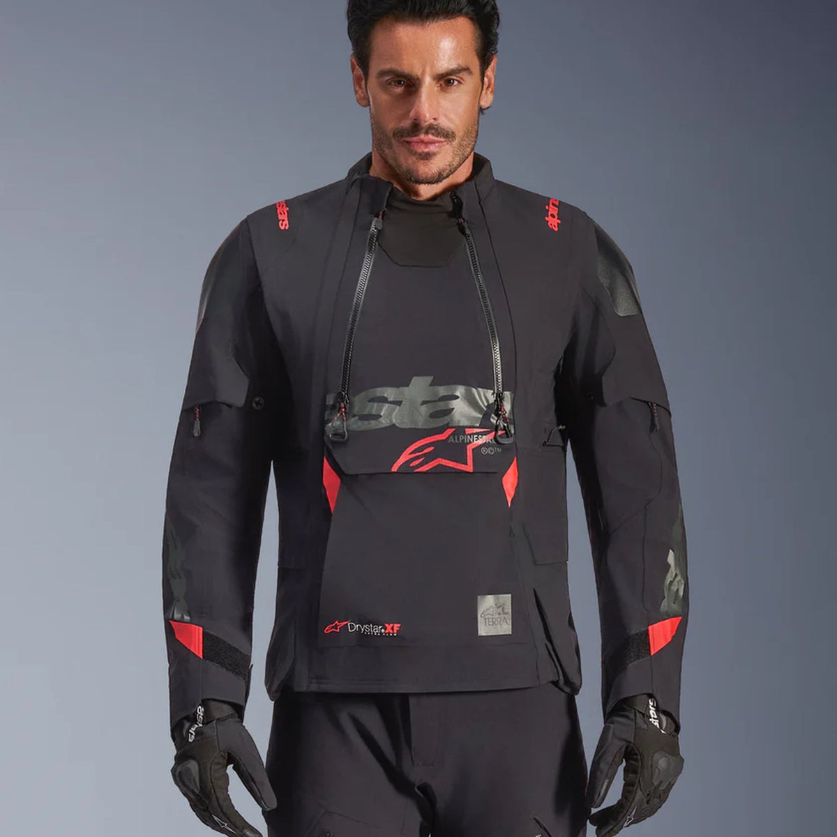 Alpinestars Harok Pro Drystar XF Laminated Schwarz/Rot Motorradjacke