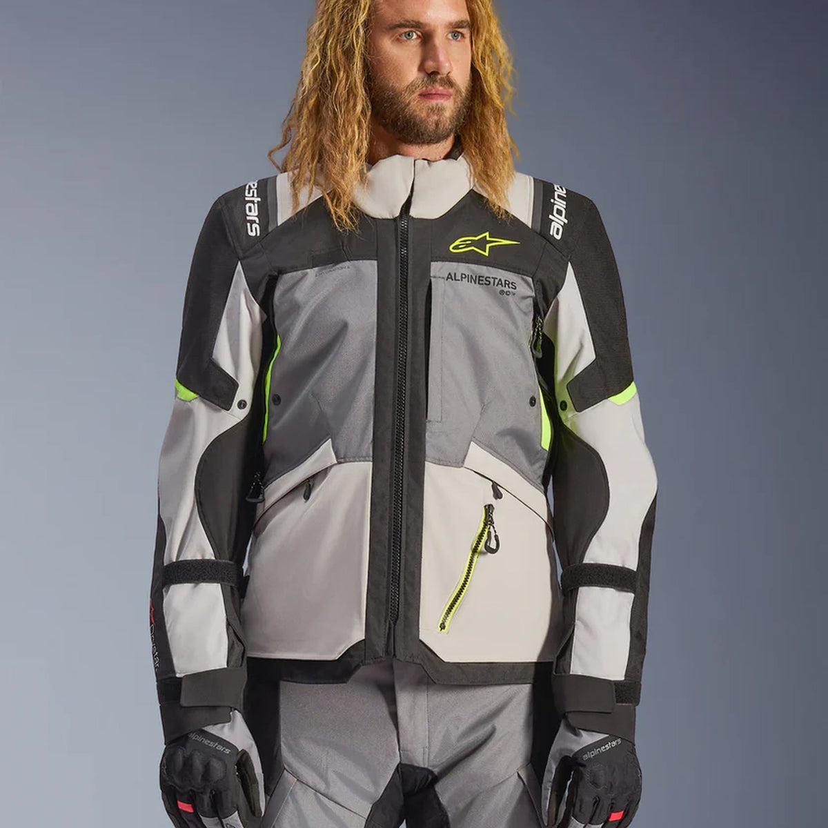 Alpinestars Andes v4 Drystar Ice Grey/Fluo Yellow Motorcycle Jacket