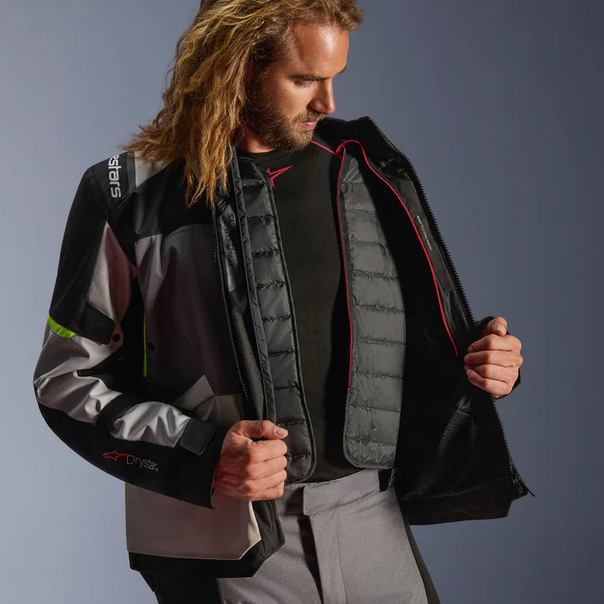 Alpinestars Andes v4 Drystar Ice Grey/Fluo Yellow Motorcycle Jacket