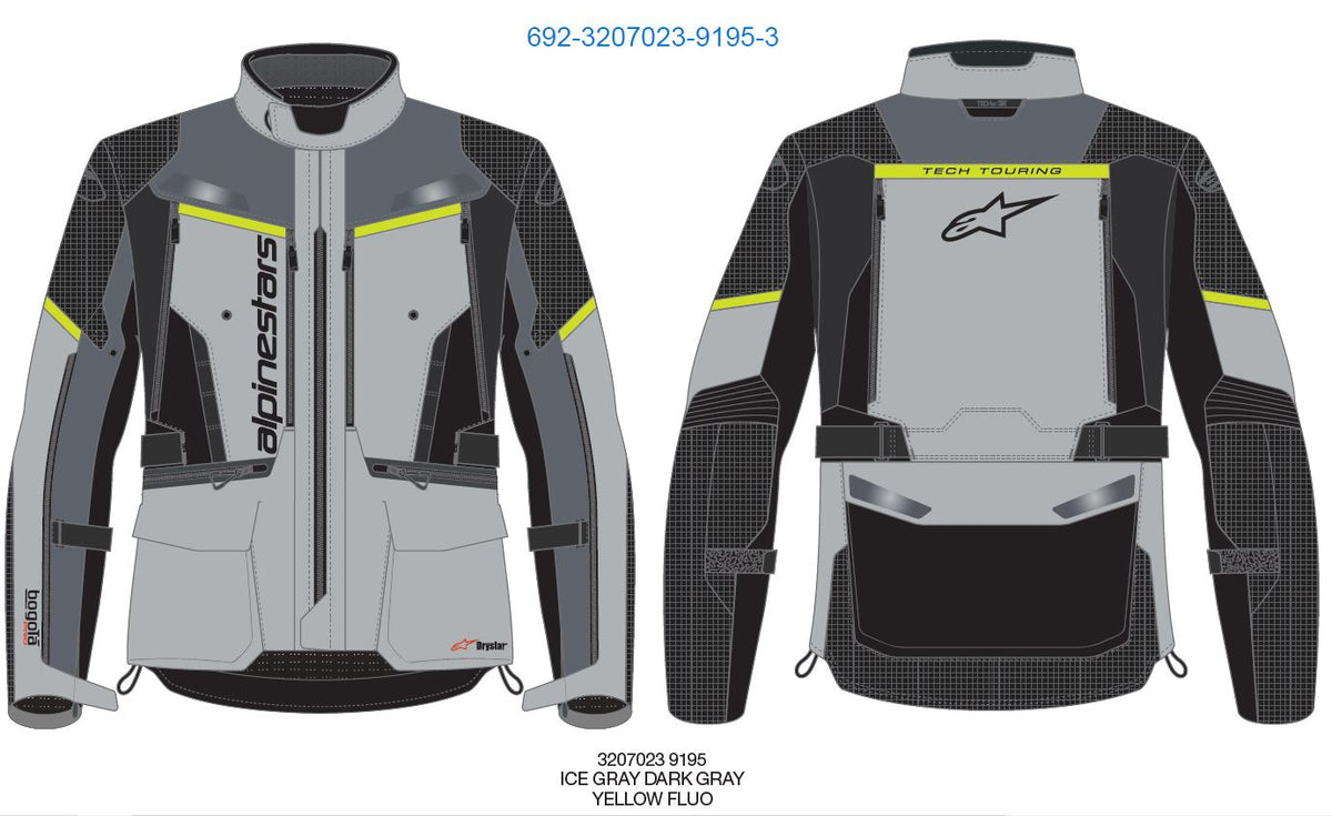 Alpinestars Bogota Pro Drystar Grey/Fluo Yellow Motorcycle Jacket