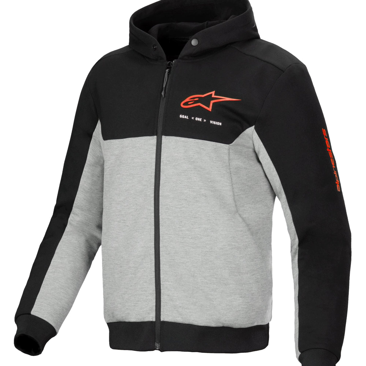 Alpinestars Hoodie Chrome v2 Grau/Schwarz/Rot Motorradjacke