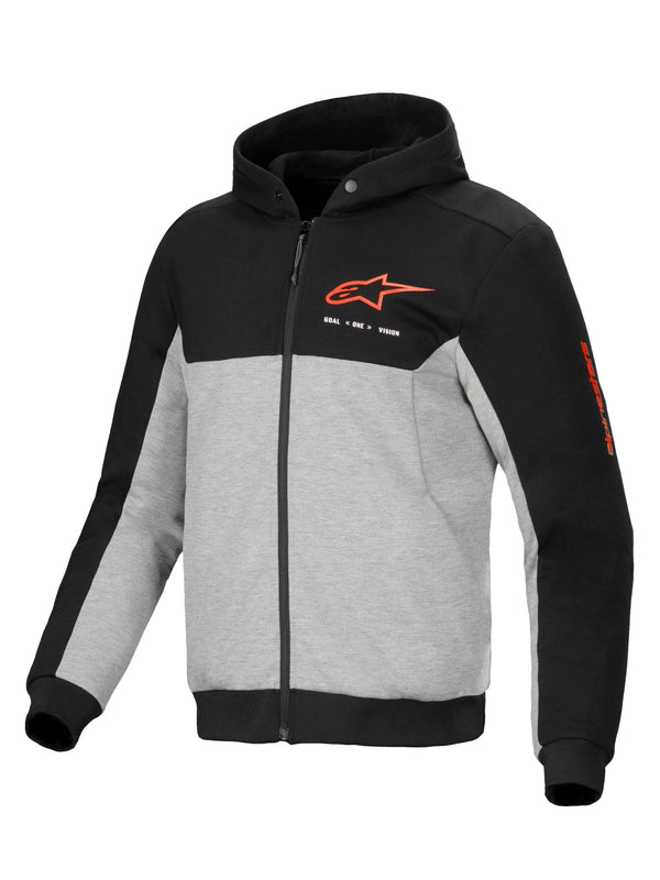 Alpinestars Hoodie Chrome v2 Grau/Schwarz/Rot Motorradjacke