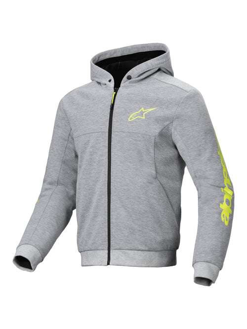 Alpinestars Hoodie Chrome v2 Grau/Fluogelb Motorradjacke