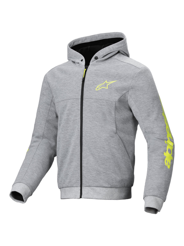 Alpinestars Hoodie Chrome v2 Grau/Fluogelb Motorradjacke