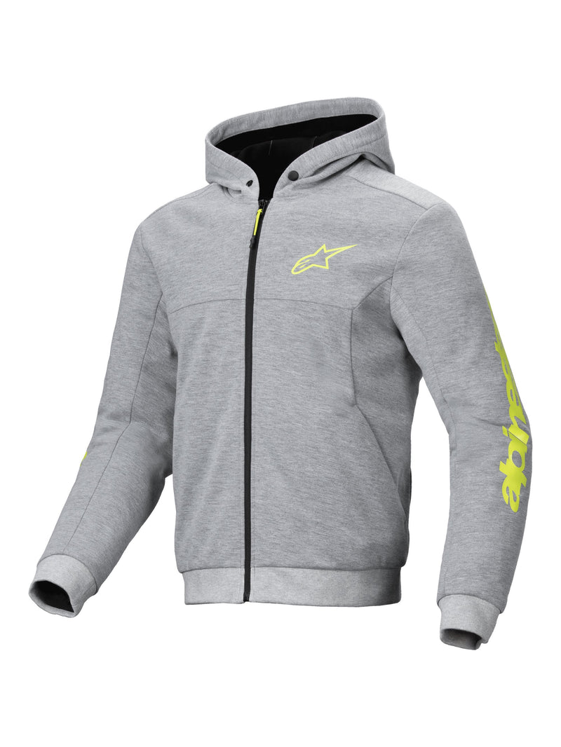 Alpinestars Hoodie Chrome v2 Grau/Fluogelb Motorradjacke