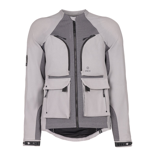 Knox Tor Motorradjacke mit wasserdichter Außenschale Hellgrau Schutzjacke Klasse AA