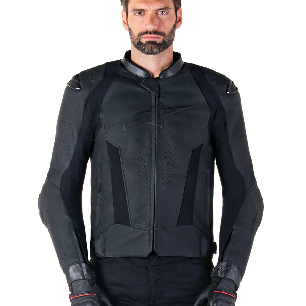 Alpinestars Missile v3 Schwarz/Schwarz Leder Motorradjacke