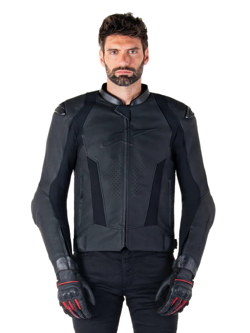 Alpinestars Missile v3 Schwarz/Schwarz Leder Motorradjacke