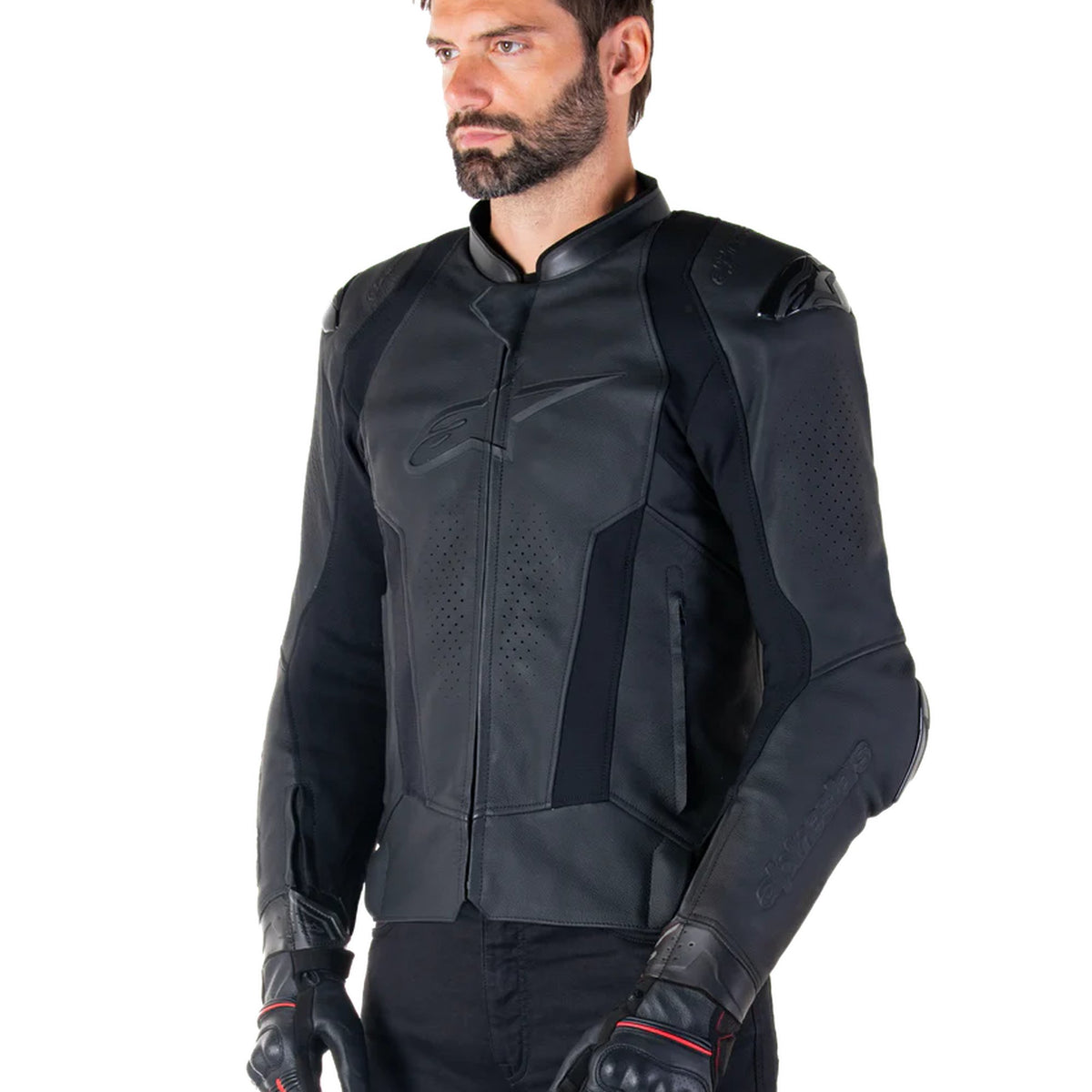 Alpinestars Missile v3 Schwarz/Schwarz Leder Motorradjacke