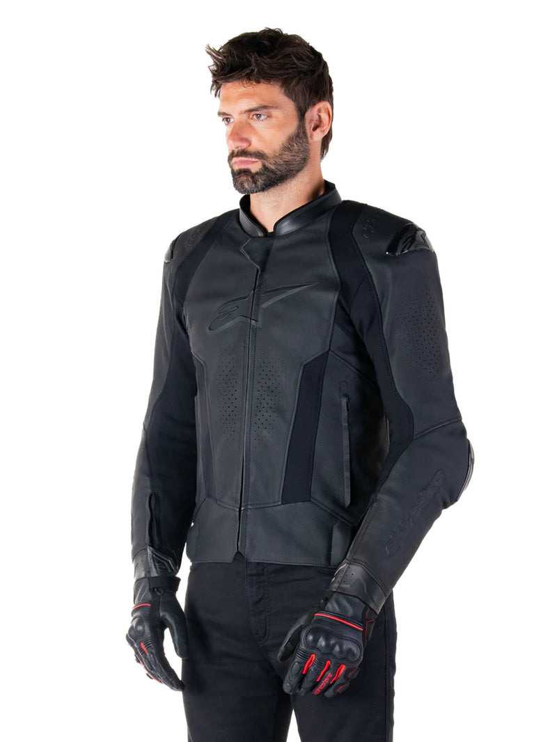 Alpinestars Missile v3 Schwarz/Schwarz Leder Motorradjacke
