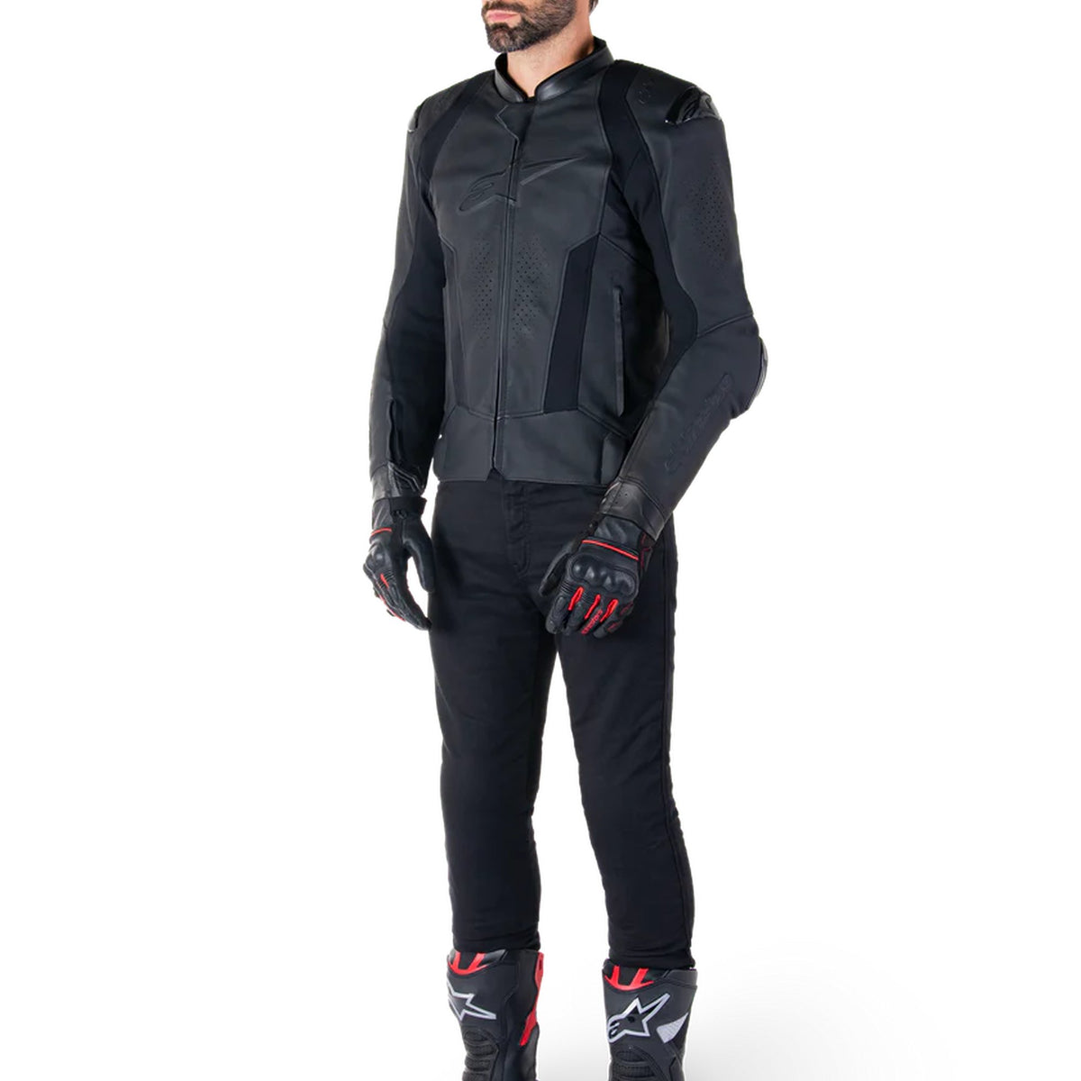 Alpinestars Missile v3 Schwarz/Schwarz Leder Motorradjacke