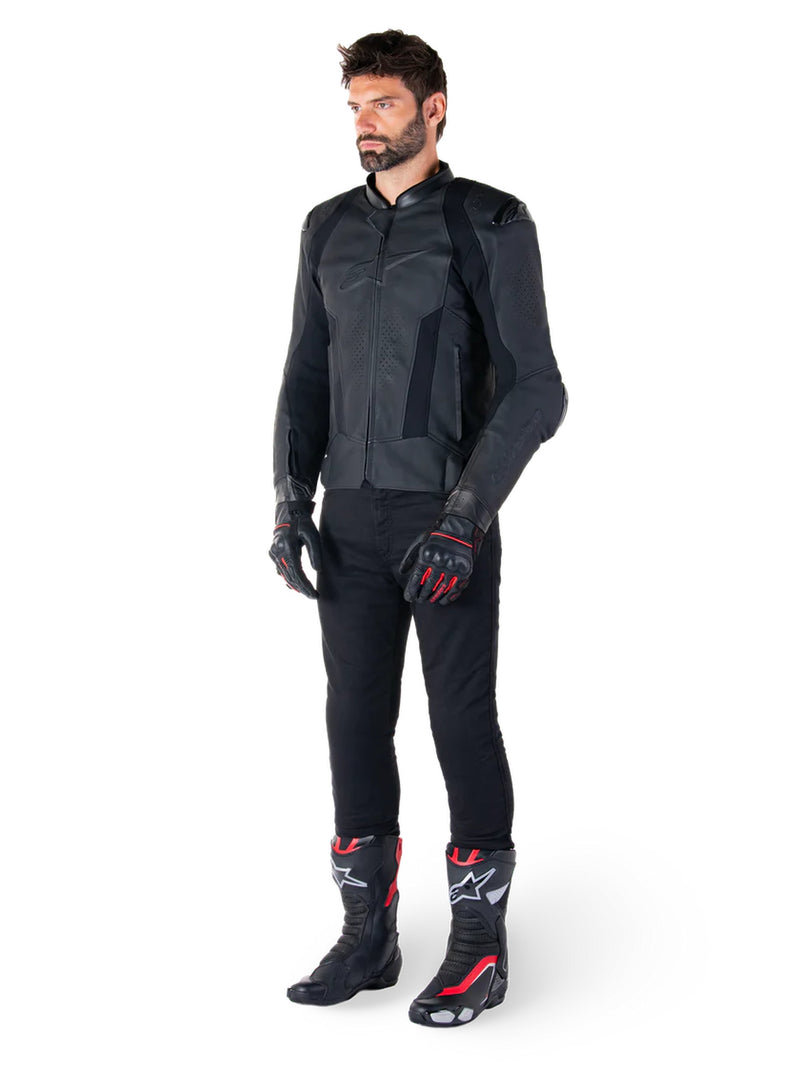 Alpinestars Missile v3 Schwarz/Schwarz Leder Motorradjacke