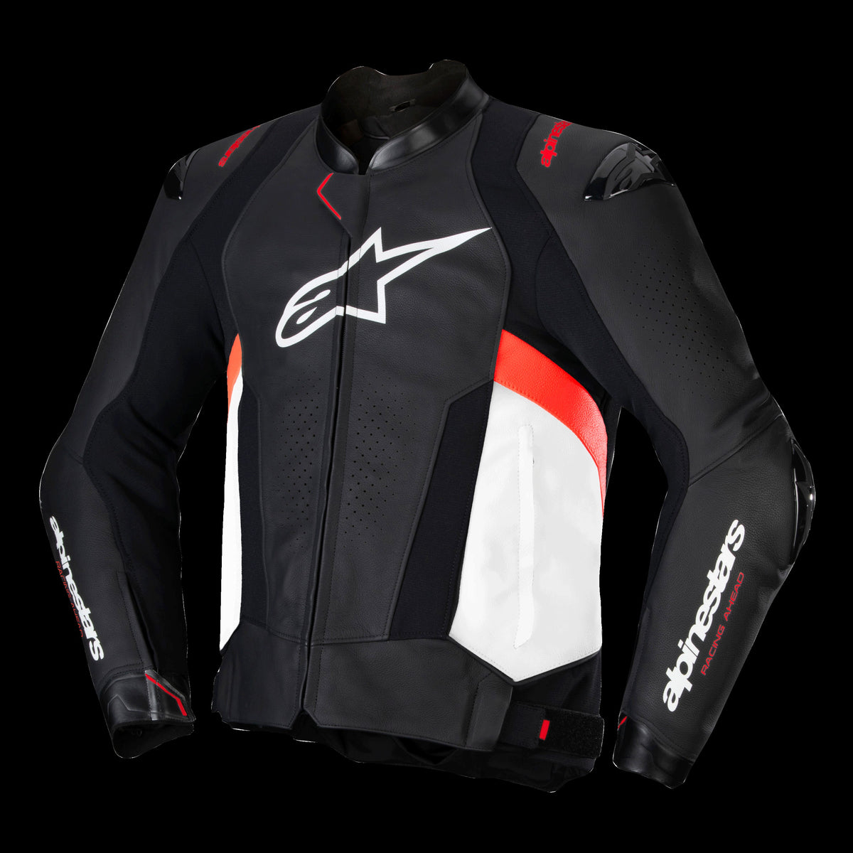 Alpinestars Missile v3 Schwarz/Weiß/Fluorot Leder Motorradjacke