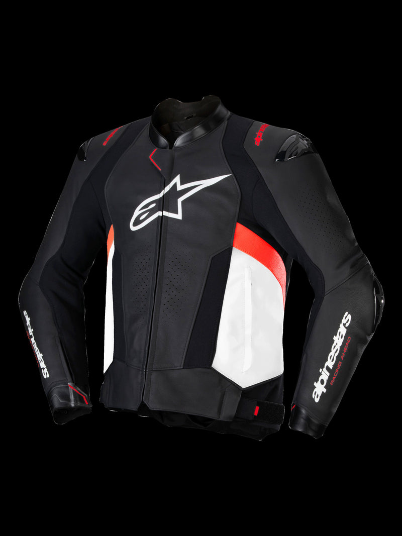 Alpinestars Missile v3 Schwarz/Weiß/Fluorot Leder Motorradjacke