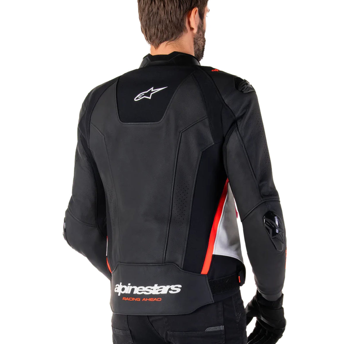Alpinestars Missile v3 Schwarz/Weiß/Fluorot Leder Motorradjacke