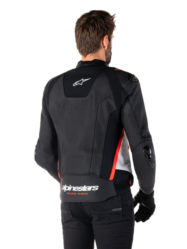 Alpinestars Missile v3 Black/White/Fluo Red Leather Motorcycle Jacket