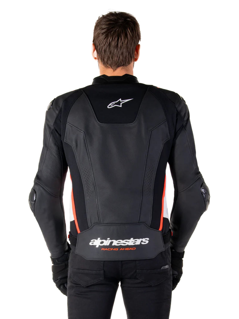 Alpinestars Missile v3 Schwarz/Weiß/Fluorot Leder Motorradjacke