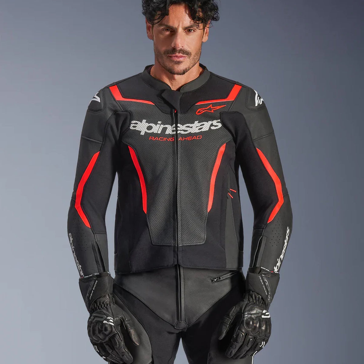 Alpinestars GP Force v2 Zwart/Fluorood Leren Motorjas