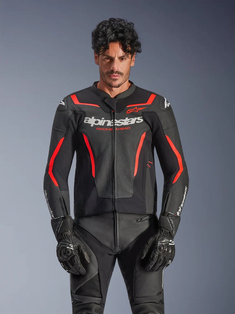 Alpinestars GP Force v2 Zwart/Fluorood Leren Motorjas
